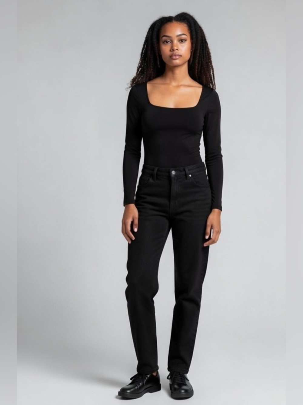 Hyz square neck long sleeves bodysuit